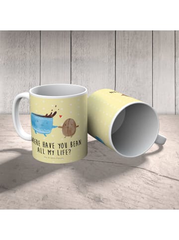 Mr. & Mrs. Panda Kinderpott Kaffee Bohne mit Spruch in Gelb Pastell
