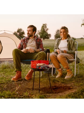 relaxdays Holzkohlegrill in Schwarz/ Rot - Ø 37 cm