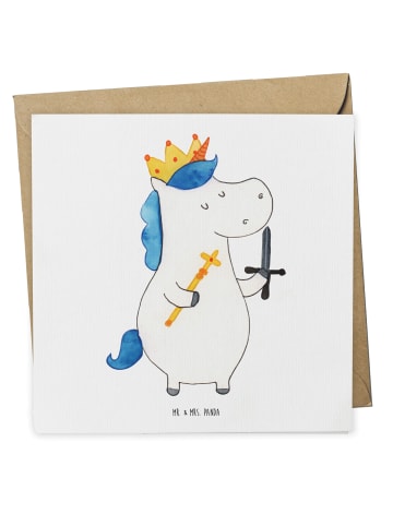Mr. & Mrs. Panda Deluxe Karte Einhorn König mit Schwert ohne Spruch in Weiß
