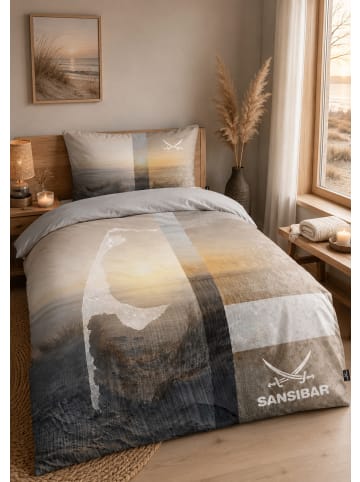 Sansibar Bettwäsche Sunset 155x220 cm in Taupe