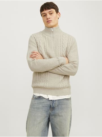 Jack & Jones Strickjacke mit Viertelreißverschluss in White Melange