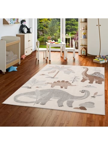 Pergamon Kinderteppich Softstar Kids Dinowelt in grau