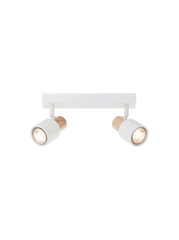 Brilliant Pini LED-Spotbalken – 2-flammig, Weiß/Holz hell, dimmbar, schwenkbar