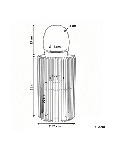 Beliani Dekobeleuchtung MACHILI in Braun/Schwarz - (W) 21 x (H) 53 x (L) 21 cm