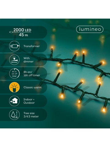 LUMINEO Lichterkette COMPACT 2000 LED 45 m, grünes Kabel in klassisch warm