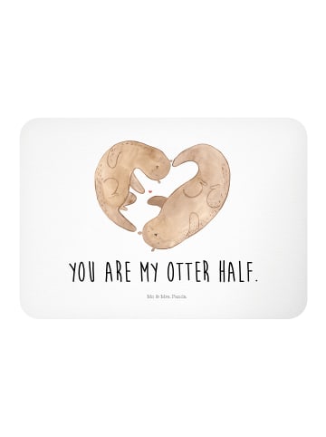 Mr. & Mrs. Panda Kühlschrankmagnet Otter Herz mit Spruch in Weiß