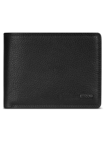 Redolz Leather Essentials QF Geldbörse RFID Leder 12 cm ausklappbar mit Reißverschlussfach in all black