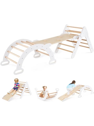 COSTWAY Kletterdreieck Kletterbogen mit Rutsche in Weiß