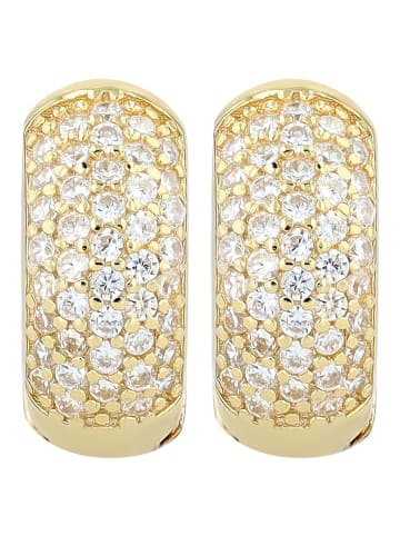 Adeliás 925 Silber Ohrringe Creolen mit funkelnden Zirkonia in gold