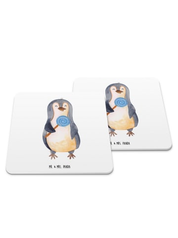 Mr. & Mrs. Panda Gläseruntersetzer Pinguin Lolli ohne Spruch in Weiß