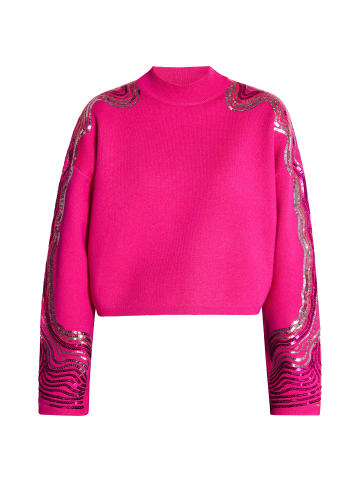 faina Damen Strickpullover Mit Pailletten in Pink