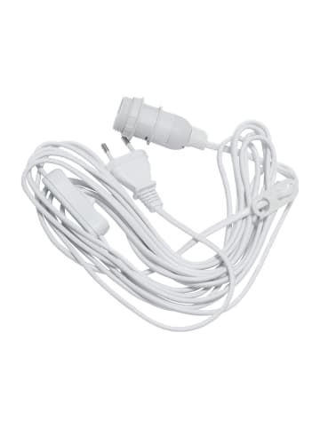 STAR Trading Lampenfassung E14 Basic mit Stecker, weiß, Kunststoffkabel 500cm
