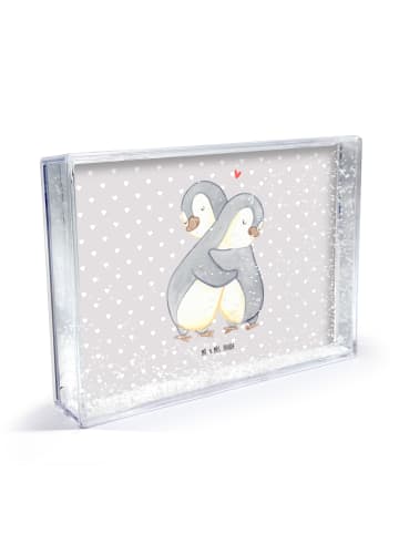 Mr. & Mrs. Panda Schüttelrahmen Pinguine Kuscheln ohne Spruch in Grau Pastell