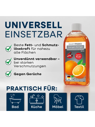 EASYmaxx Reinigungsmittel Orangenreiniger 3-tlg. 2x 500ml inkl. Sprühflasche  Orange
