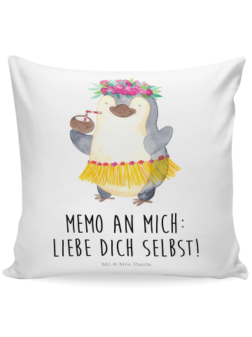 Mr. & Mrs. Panda kissen für sofa Pinguin Kokosnuss mit Spruch in Weiß