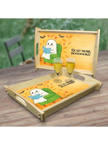 Mr. & Mrs. Panda Servierbrett Gespenst Buch Design mit Spruch in Weiß