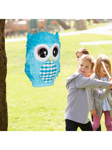 relaxdays 4 x Pinata Eule in Blau