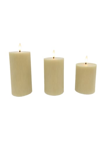 relaxdays 3 x LED Kerzen in Beige