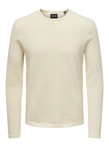 Only&Sons Dünner Langarm Strickpullover Rundhals Basic Sweater ONSPANTER in Creme