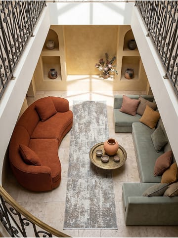 KADIMA DESIGN Läufer Vintage Kurzflor pflegeleicht Wohnzimmer Schlafzimmer in Greige