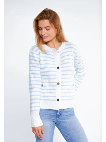 DreiMaster Damen Strickjacke Mit Knöpfen in Wollweiss Hellblau