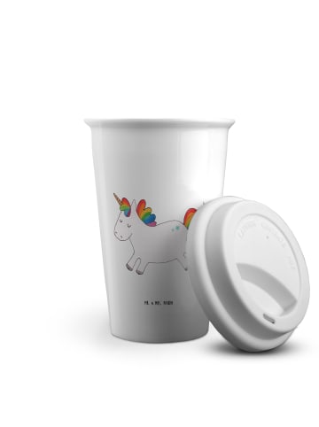 Mr. & Mrs. Panda ToGo Kaffeebecher Einhorn Happy ohne Spruch in Weiß