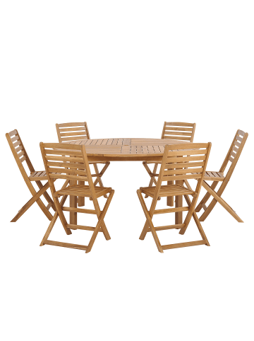 Beliani 7-tlg Gartentisch Set TOLVE in Braun