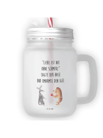 Mr. & Mrs. Panda Trinkglas Mason Jar Hase Igel mit Spruch in Transparent