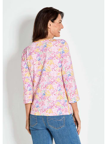 GOLDNER Kurzgröße:  Viskoseshirt im Alloverdruck, Rundhals in gelb / gemustert