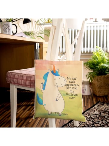 Mr. & Mrs. Panda Einkaufstaschen Einhorn Mann Design mit Spruch in Weiß