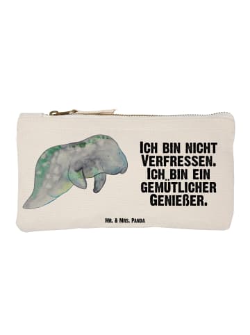 Mr. & Mrs. Panda Schminktasche Seekuh Chillen mit Spruch in Weiß