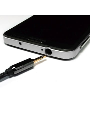 Wozinsky AUX-Kabel gewinkelt Miniklinkenkabel Schwarz 1,5m in Schwarz