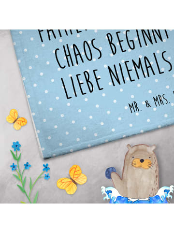Mr. & Mrs. Panda Gästehandtuch Igel Familie mit Spruch in Blau Pastell