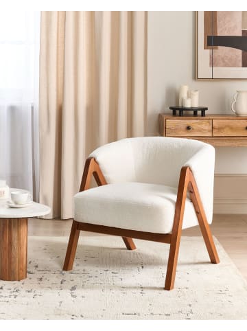 Beliani Sessel SKEI in Weiß/Braun - (W) 67 x (H) 69 x (L) 66 cm