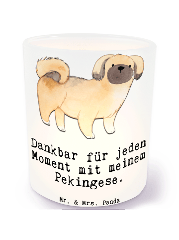 Mr. & Mrs. Panda Windlicht aus Glas Pekingese Moment mit Spruch in Transparent