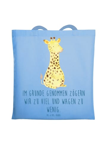 Mr. & Mrs. Panda Tote Bag Giraffe Zufrieden mit Spruch in Sky Blue