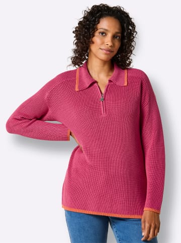 creation L Lyocell-Baumwoll-Pullover in fuchsia