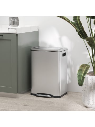 HOMCOM Mülleimer in Silber 70L x 34,8B x 59H cm