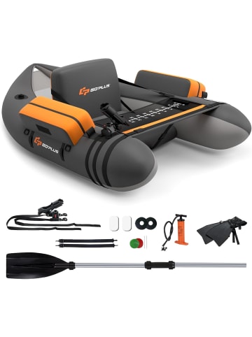 COSTWAY Schlauchboot aufblasbar bis 150kg in Grau