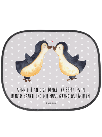 Mr. & Mrs. Panda Hitzeschutz Auto Pinguine Kuss mit Spruch in Grau Pastell