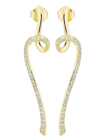 Adeliás Damen Ohrringe – Ohrstecker aus 925 Silber mit Zirkonia in gold