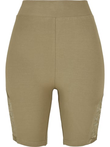 Urban Classics Urban Classics Damen Ladies High Waist Lace Inset Cycle Shorts in khaki