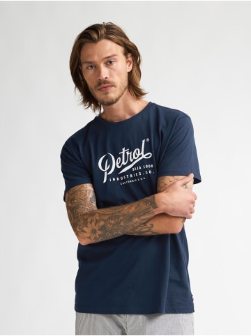 Petrol Industries Bedrucktes Jersey T-Shirt Huracán in Blau
