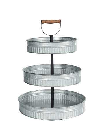 Beliani Tablett KOUIGN in Silber/Schwarz/Braun - (W) 38 x (H) 54 x (L) 38 cm