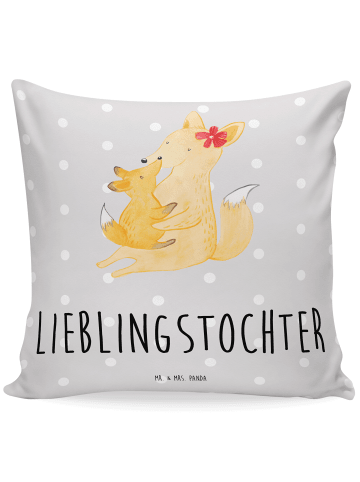Mr. & Mrs. Panda Kissen Fuchs Mama mit Spruch in Grau Pastell