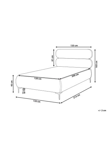 Beliani Doppelbett LESSAY in Beige/Schwarz - (W) 135 x (H) 103 x (L) 213 cm