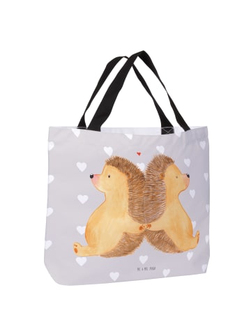 Mr. & Mrs. Panda Schultertasche Igel händchenhaltend ohne Spruch in Grau Pastell