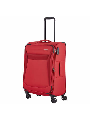 travelite Chios - 4-Rollen-Trolley M 67 cm erw. (schwarz) in rot