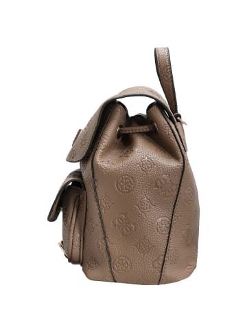 Guess Cresidia II SML - Rucksack (black logo) in dark taupe logo