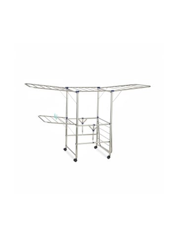 relaxdays Wäscheständer in Silber - (B)185,5 x (H)111 x (T)53 cm